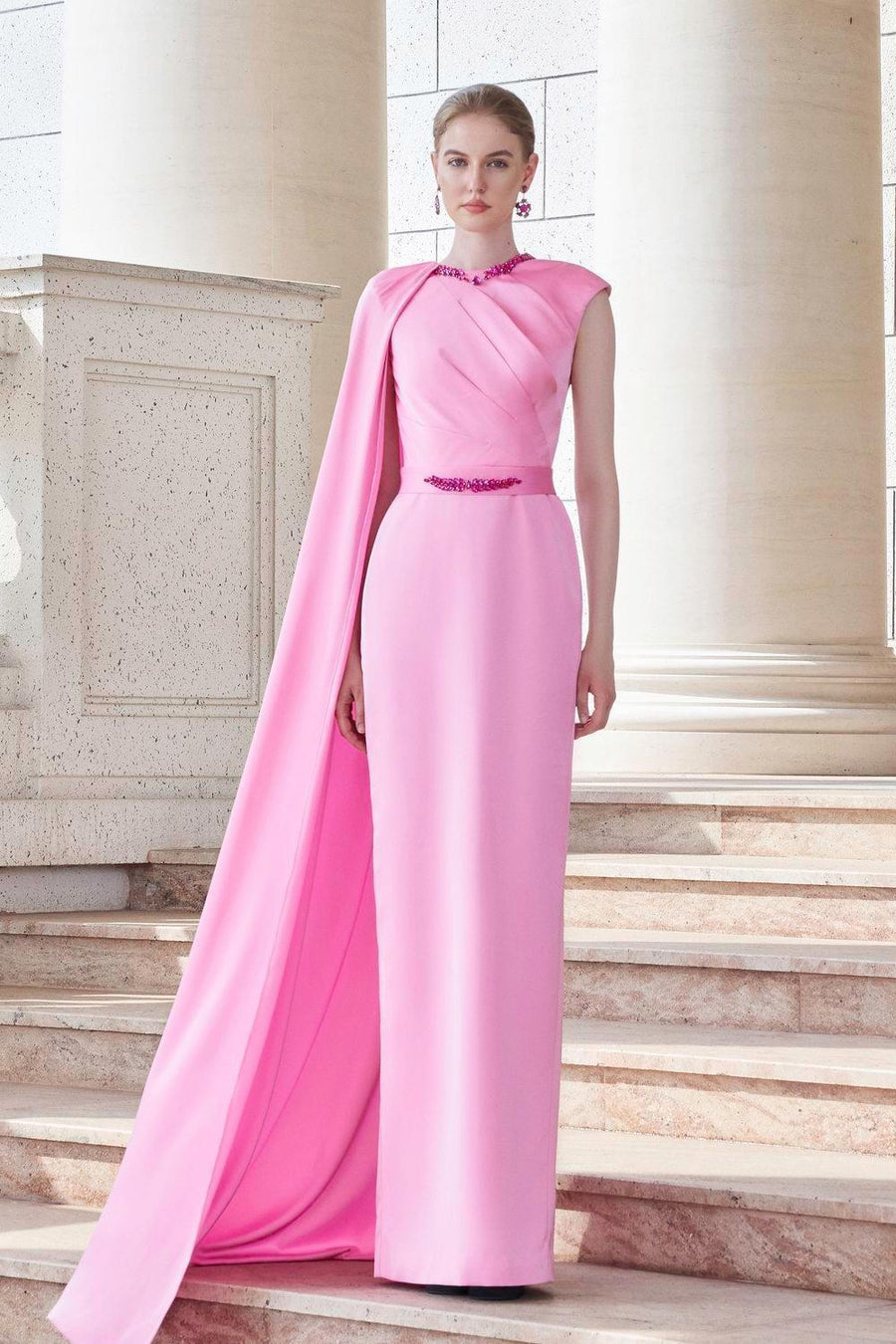 Efflores Pegged Round Neck Silk Floor Length Dress Gown Dress I.H.F Atelier