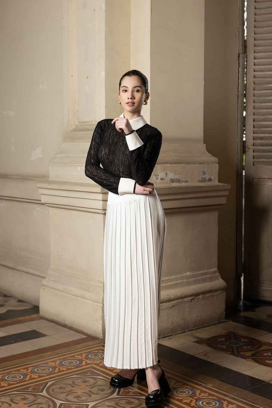 Eliza Bodycon Long Sleeved Cotton Lace Top