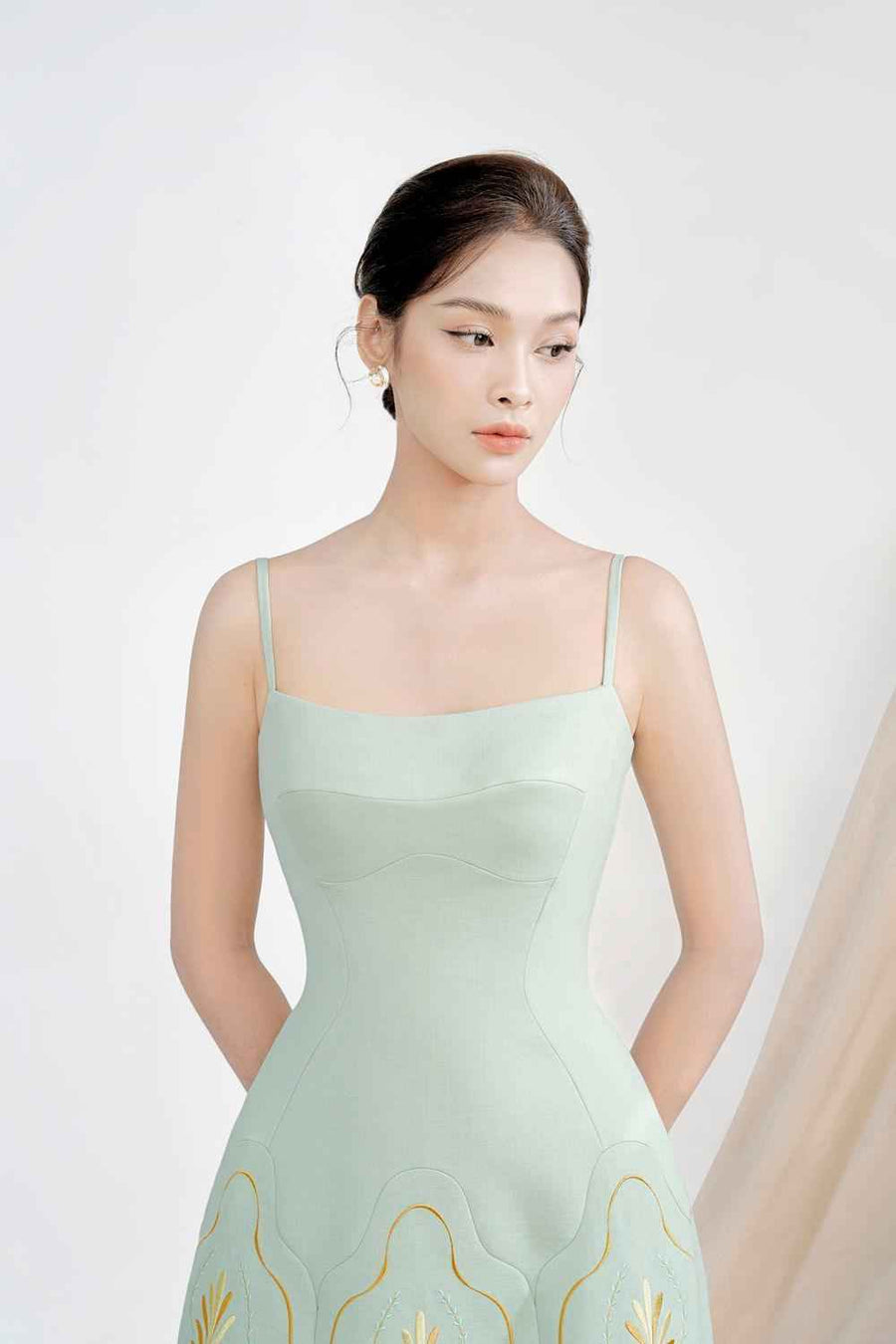 Elizabeth A-line Embroidered Polycotton Knee-length Dress