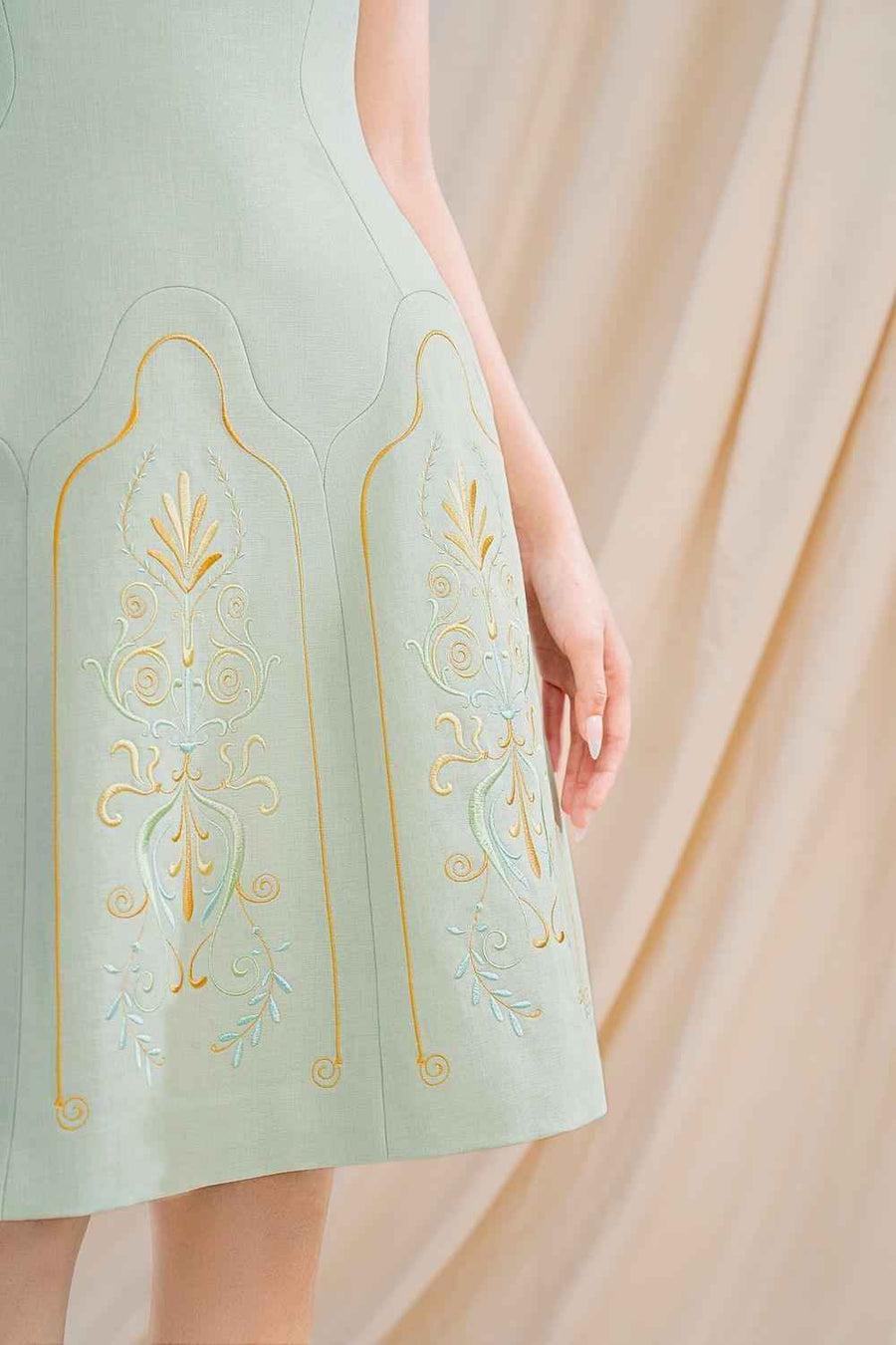 Elizabeth A-line Embroidered Polycotton Knee-length Dress