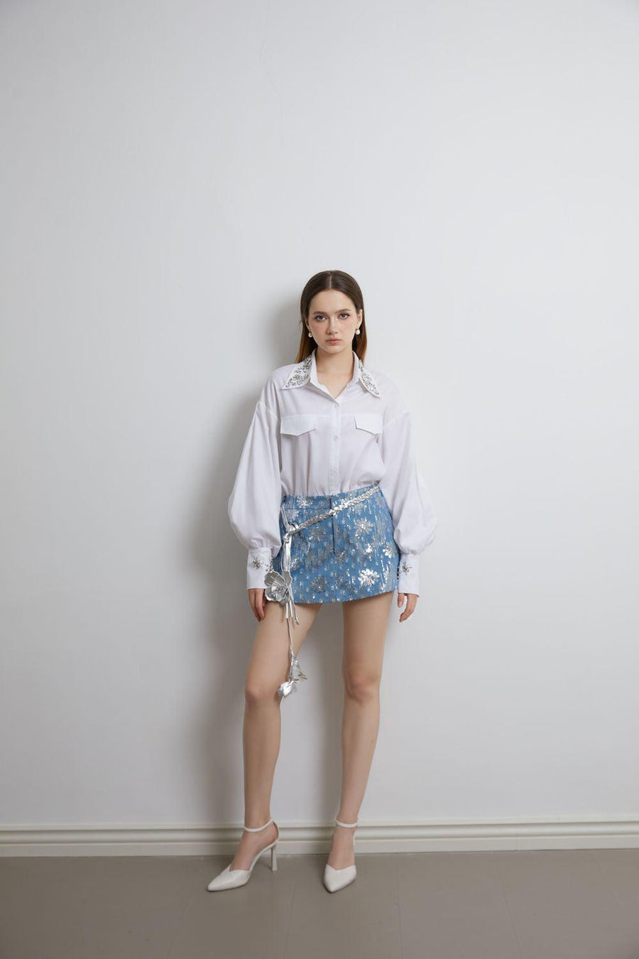 Ella A-line Front Zipper Denim Mini Skirt Skirt Darling Diva