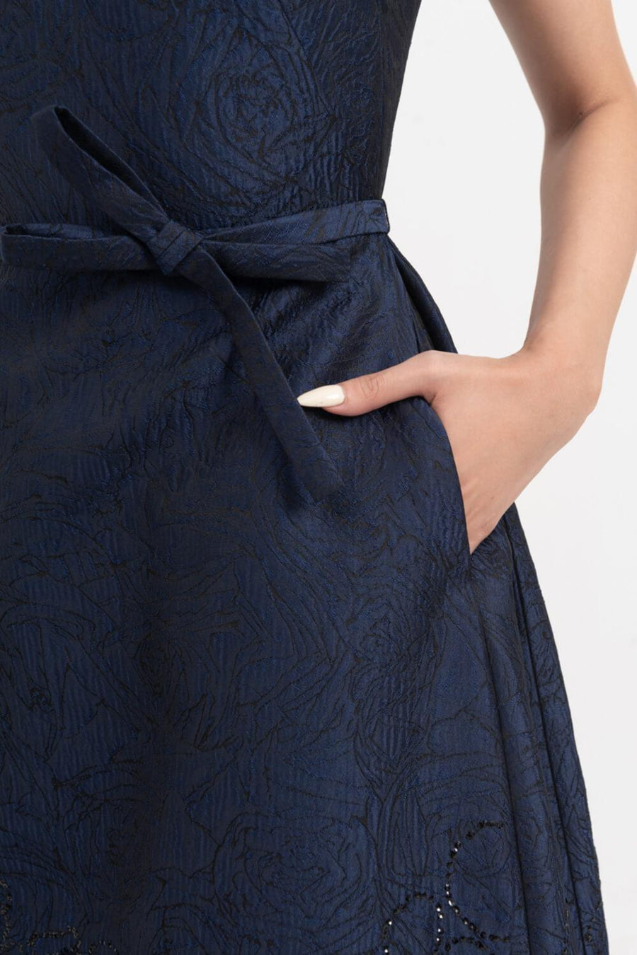 Ellen A-line Sleeveless Brocade Midi Dress Midi Dress IVY moda