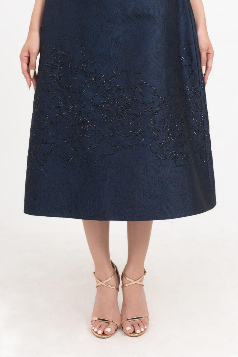 Ellen A-line Sleeveless Brocade Midi Dress Midi Dress IVY moda