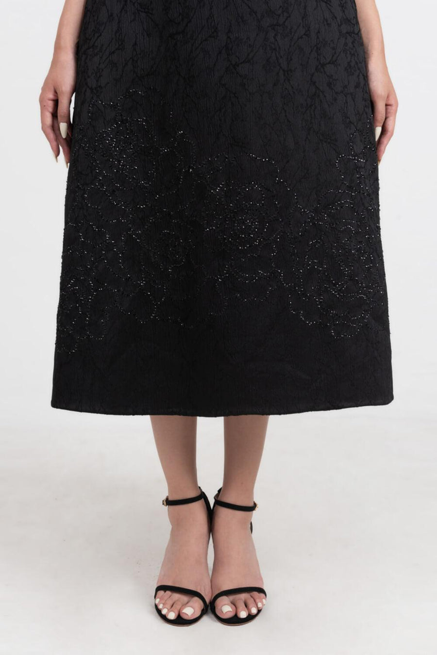 Ellen A-line Sleeveless Brocade Midi Dress Midi Dress IVY moda