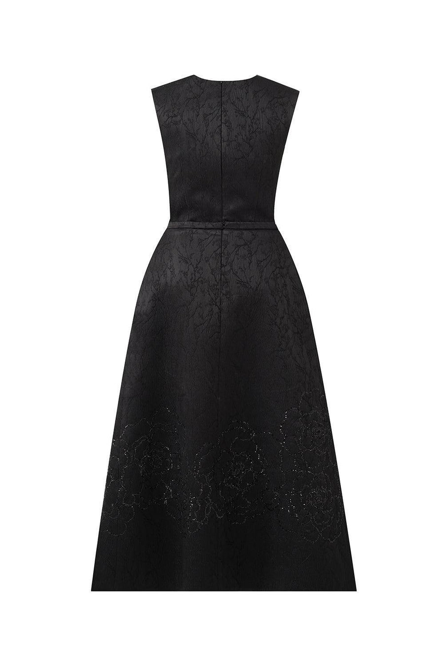 Ellen A-line Sleeveless Brocade Midi Dress Midi Dress IVY moda