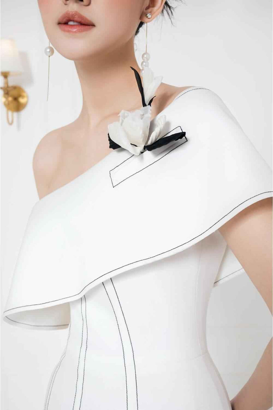 Ellen Asymmetric Shoulder Dress