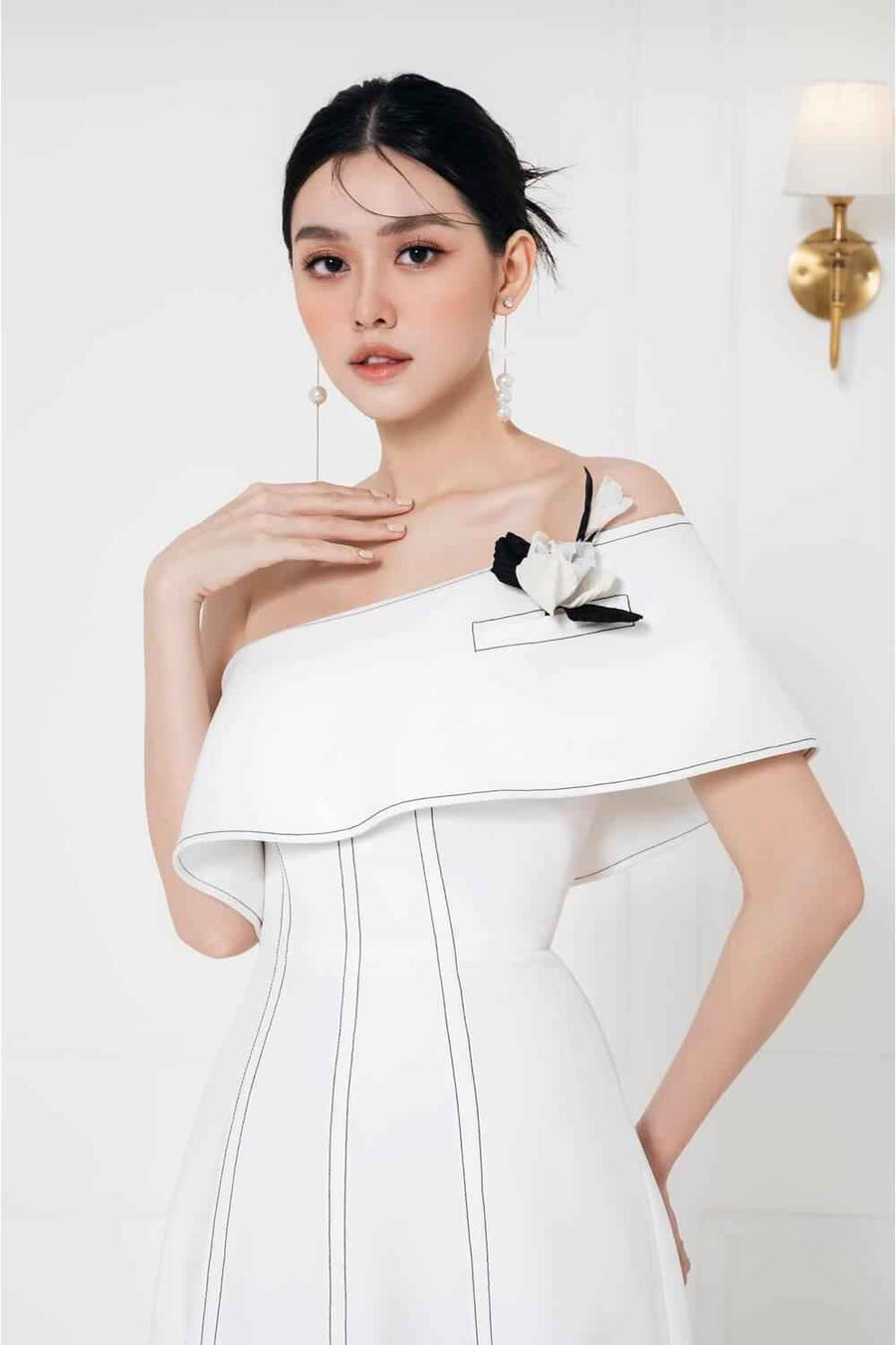 Ellen Asymmetric Shoulder Dress