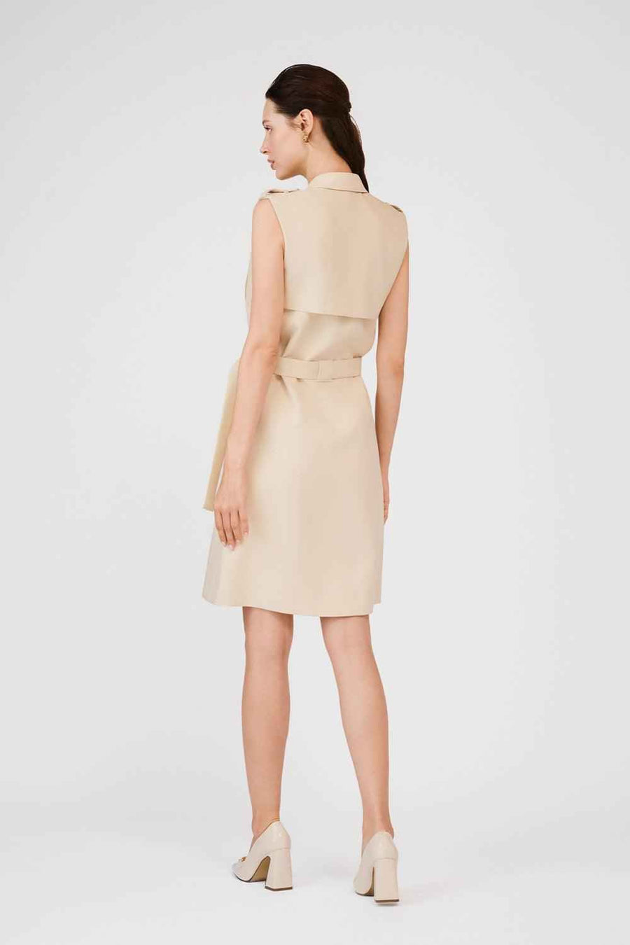 Ellis A-line Collared Neck Khaki Mini Dress