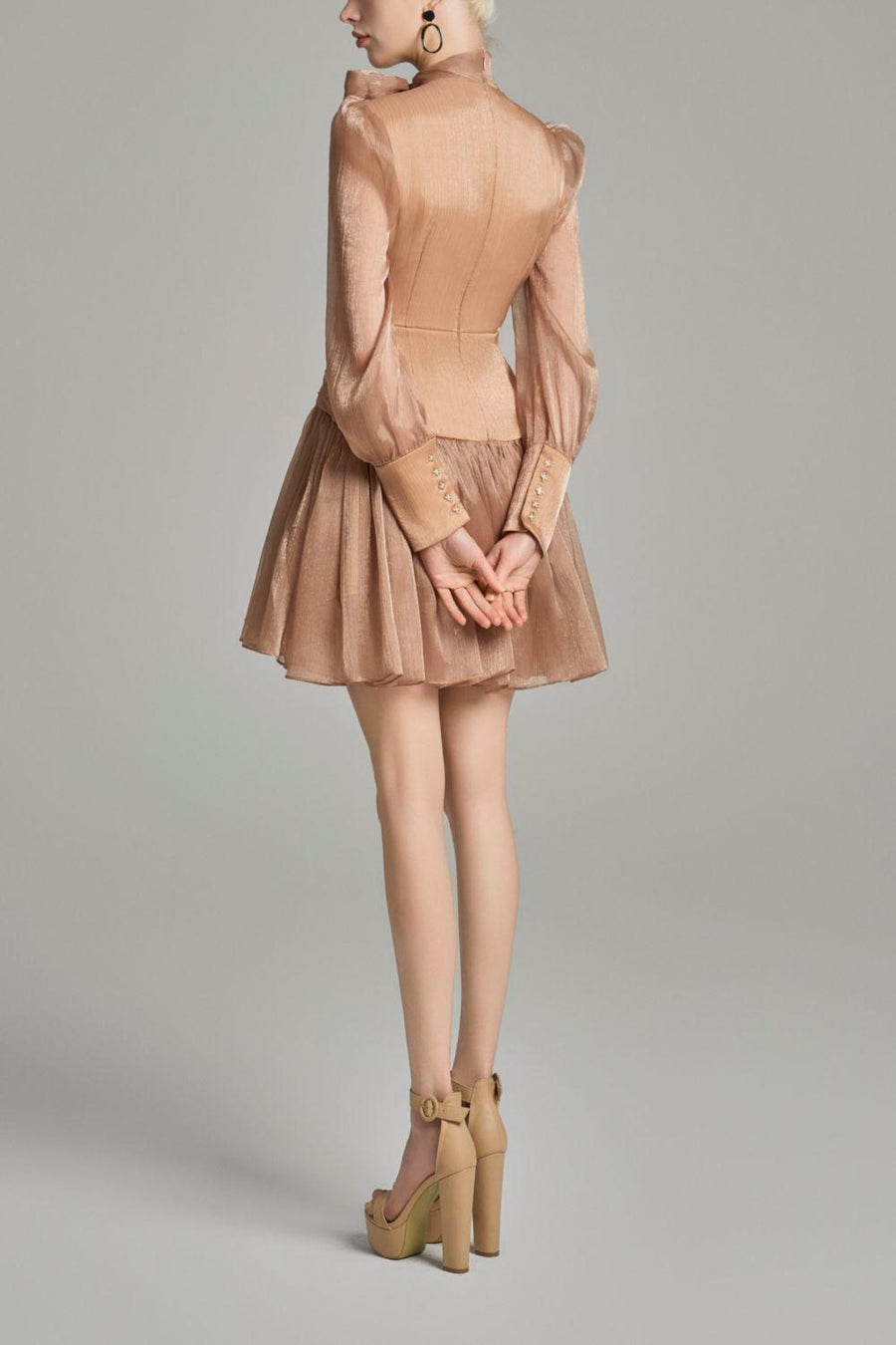 Ellis Drop Waist Tie Neck Voile Mini Dress Mini Dress Cordia