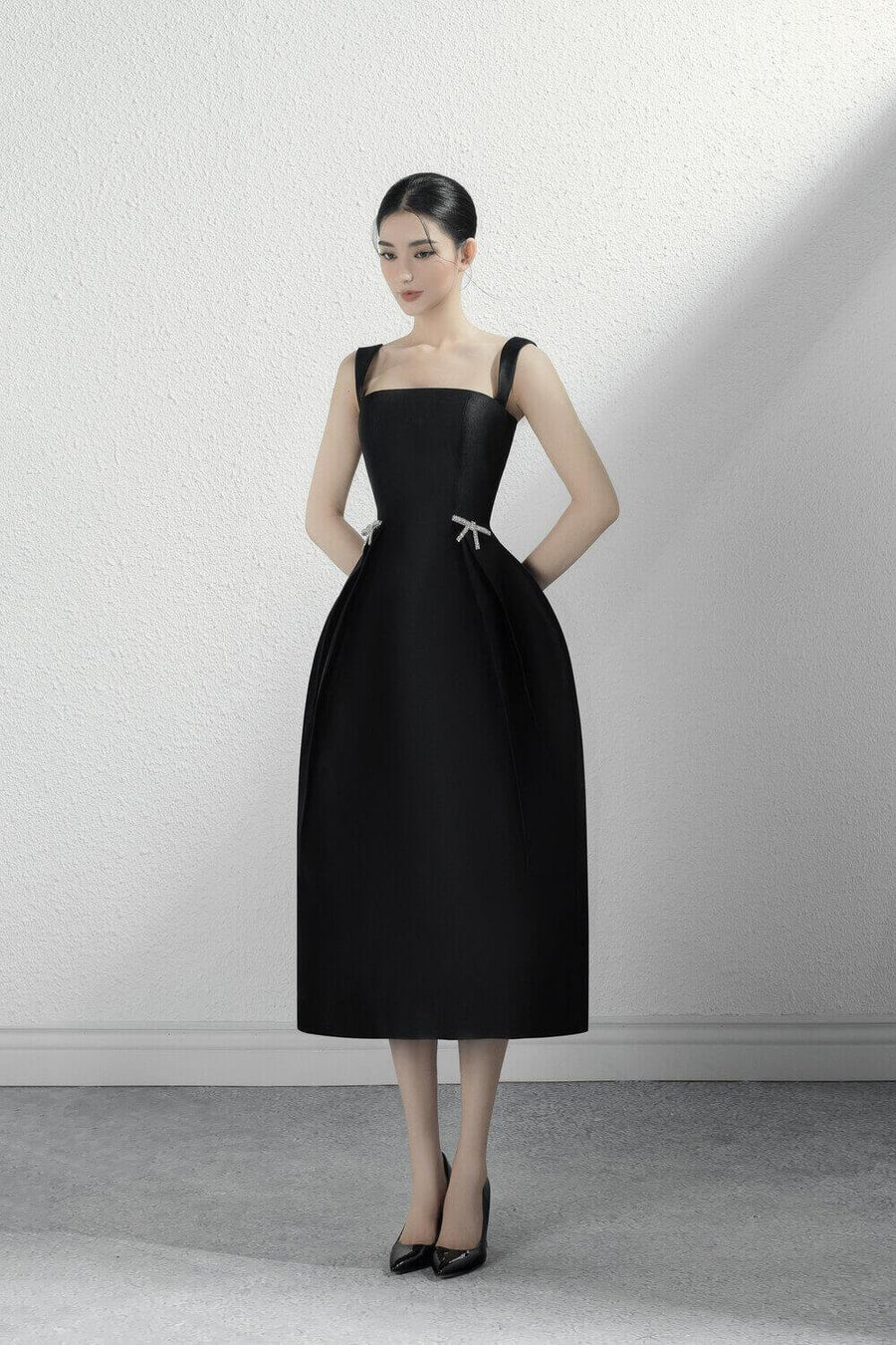 Elodie A-line Sleeveless Taffeta Midi Dress 5