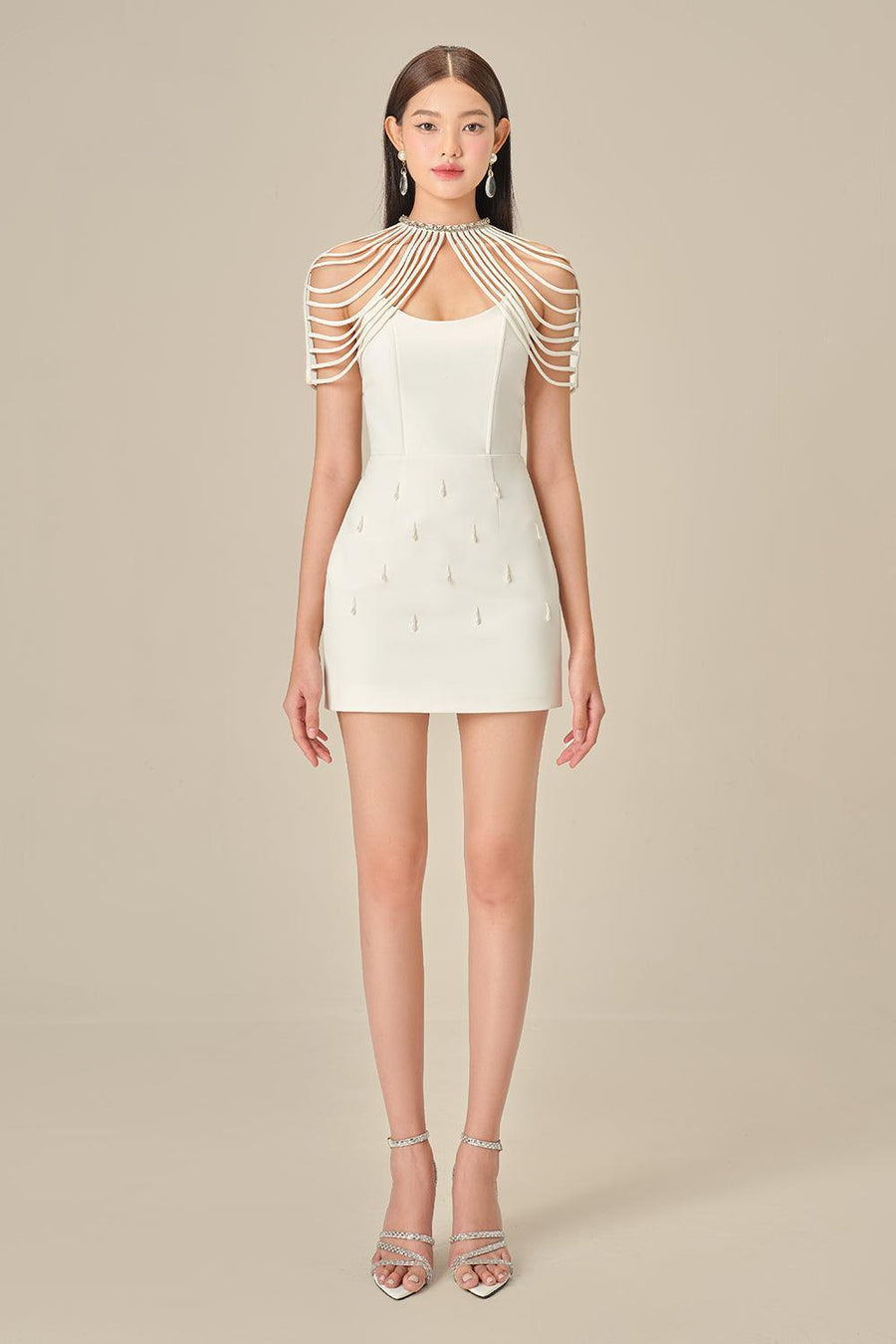 Elodie Sheath High Neck Polycotton Mini Dress Mini Dress Pesty