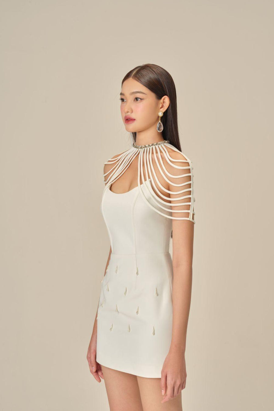 Elodie Sheath High Neck Polycotton Mini Dress Mini Dress Pesty