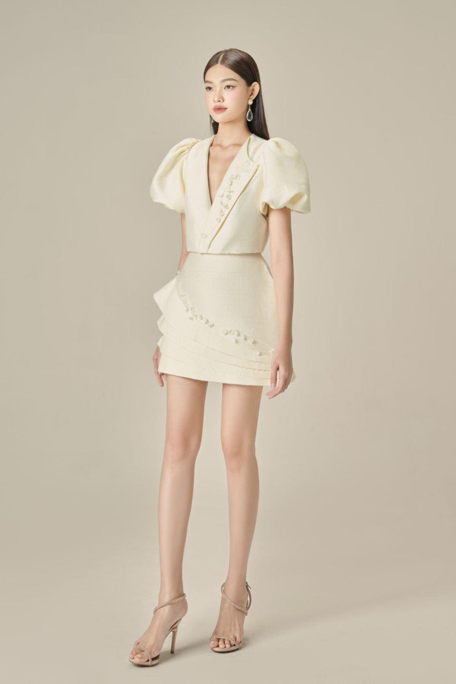 Elowen A-line V-Neck Linen Mini Set 2
