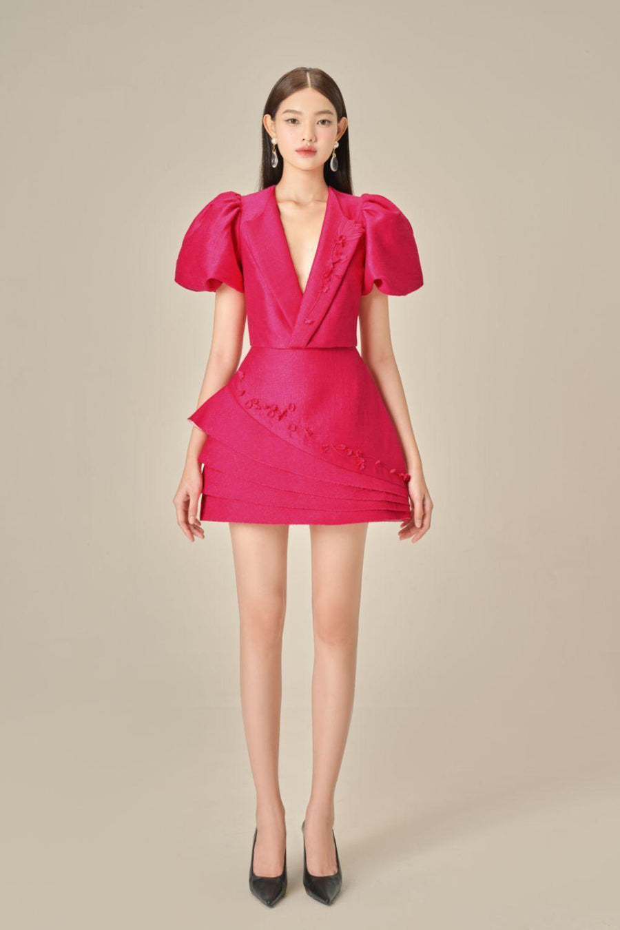 Elowen A-line V-Neck Linen Mini Set 3