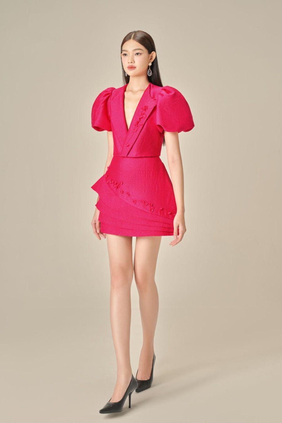 Elowen A-line V-Neck Linen Mini Set 5