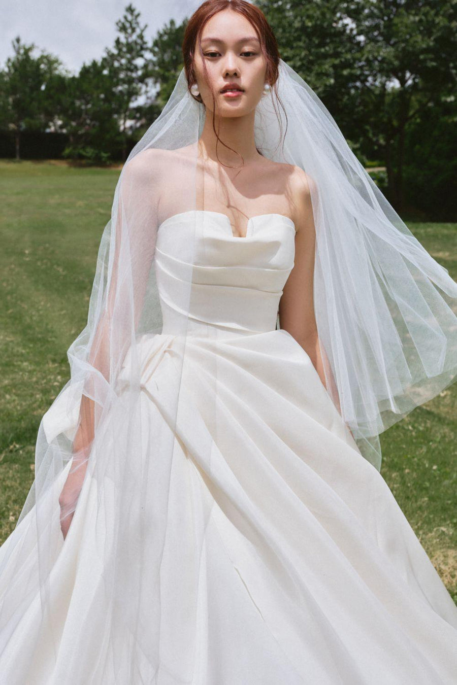 Elvina Ball Gown Draped Organza Floor Length Dress 2