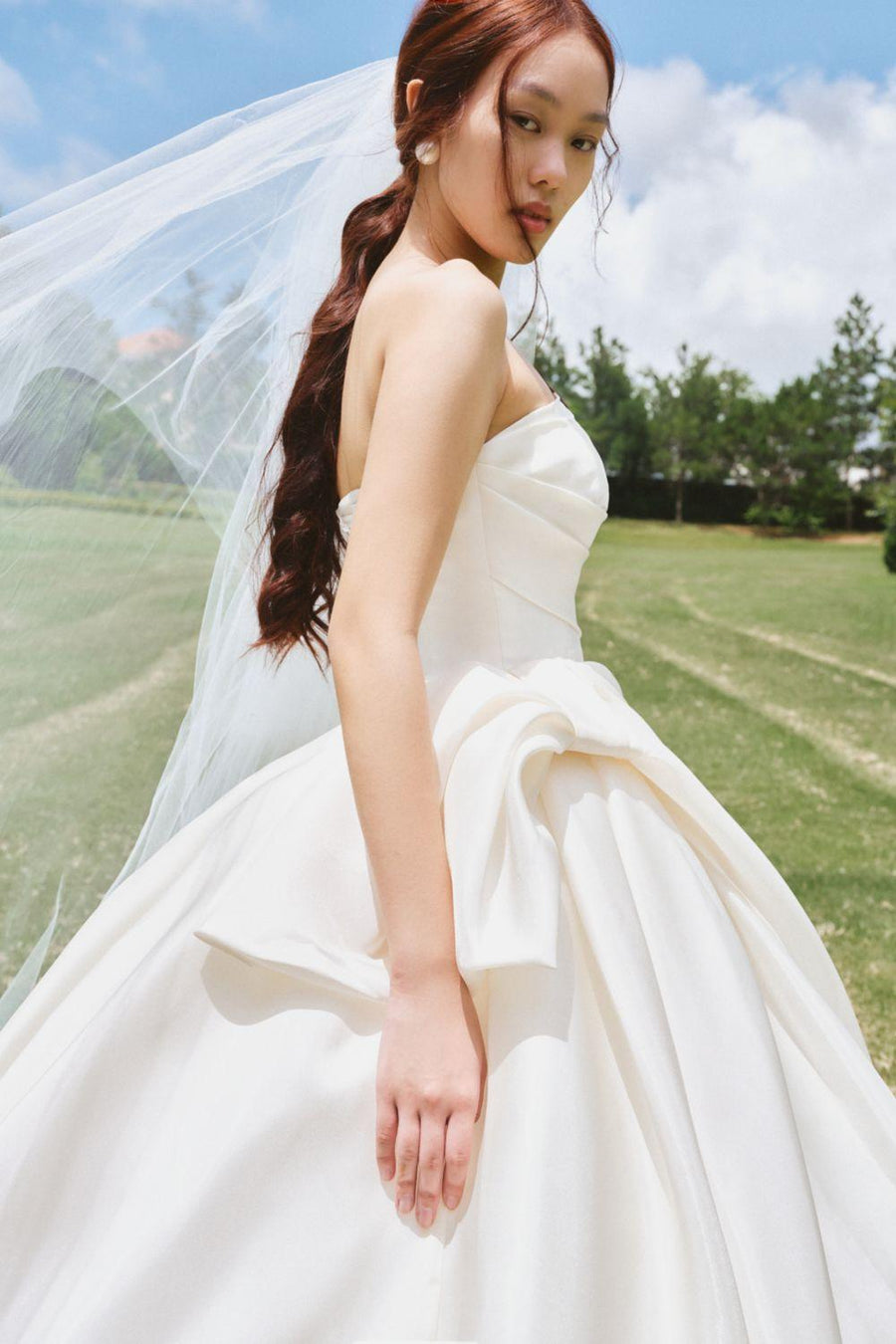Elvina Ball Gown Draped Organza Floor Length Dress 3