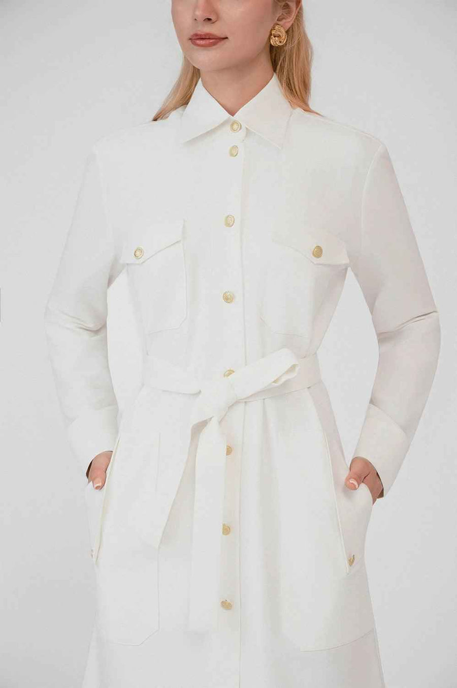 Elyse Shirt Flap Pocket Khaki Mini Dress