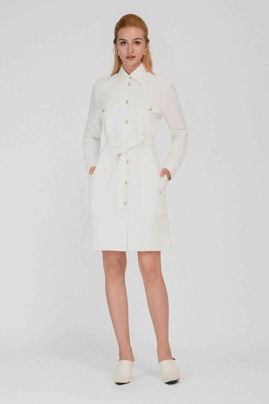 Elyse Shirt Flap Pocket Khaki Mini Dress