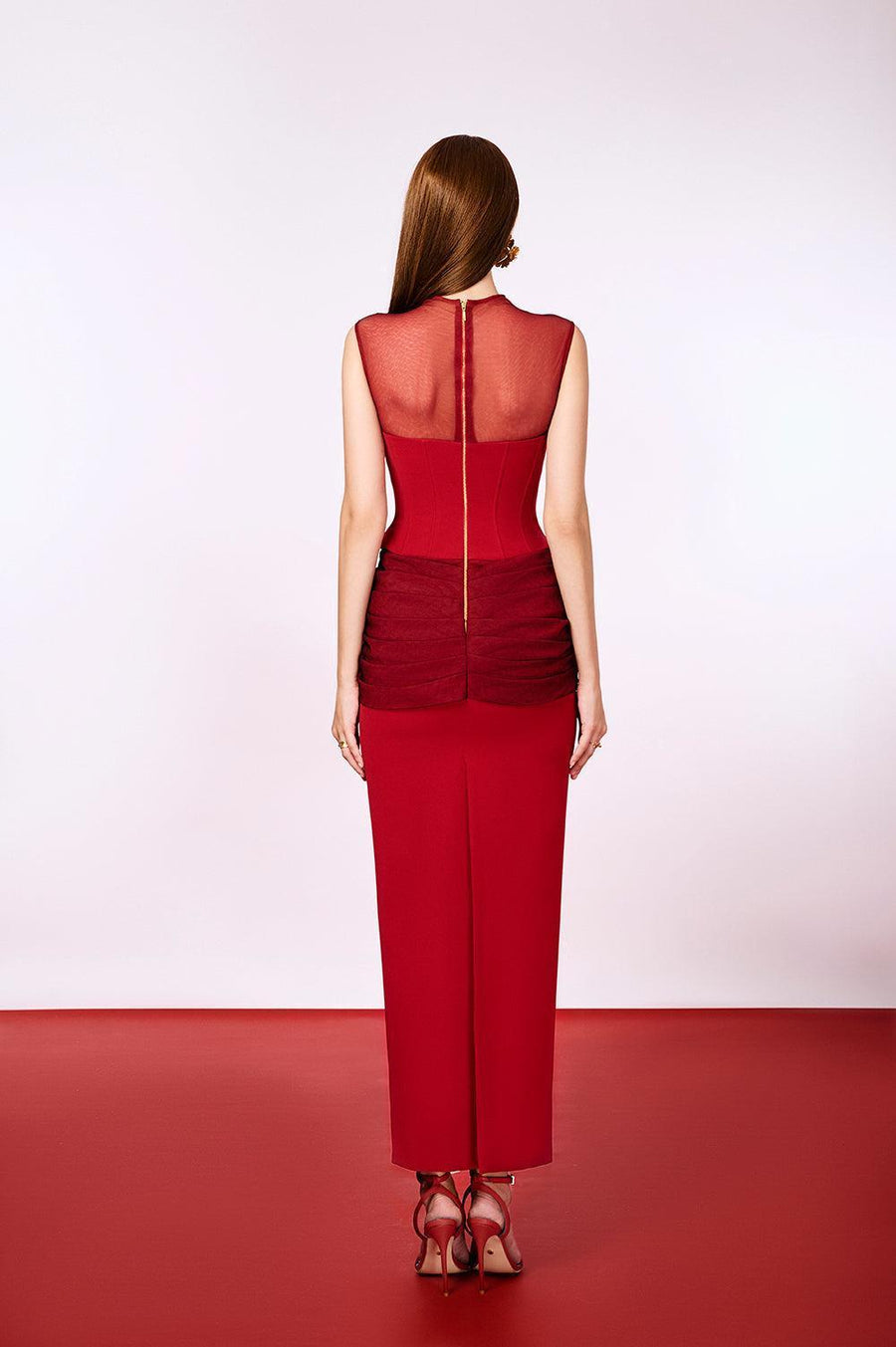 Elysian Pencil Sleeveless Velvet Ankle Length Dress 4
