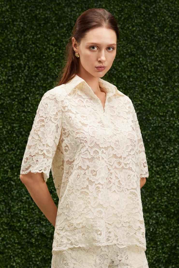Ember Straight V-Neck Lace Top