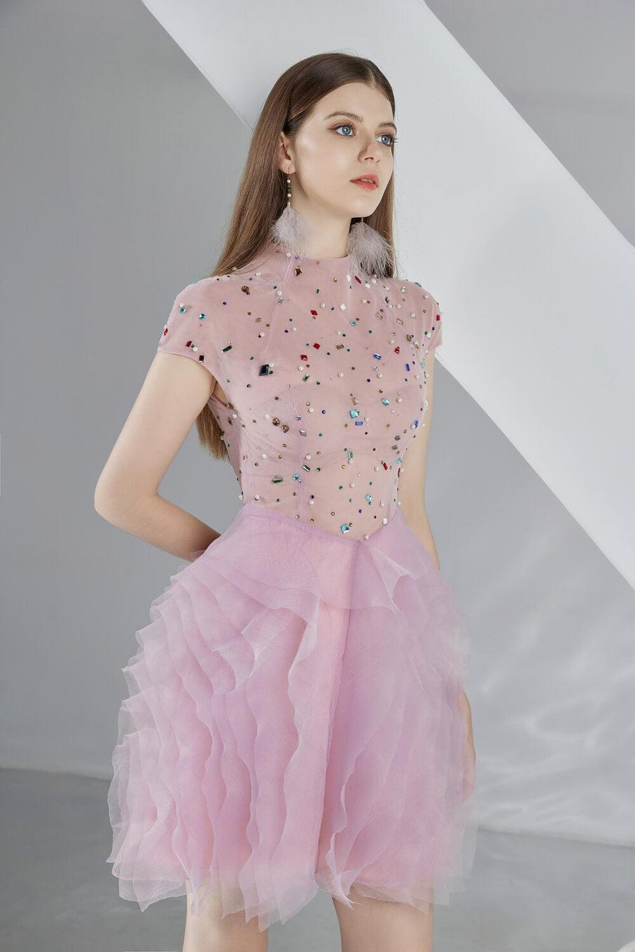 Emerie Layered Short Sleeved Organza Mini Dress 3