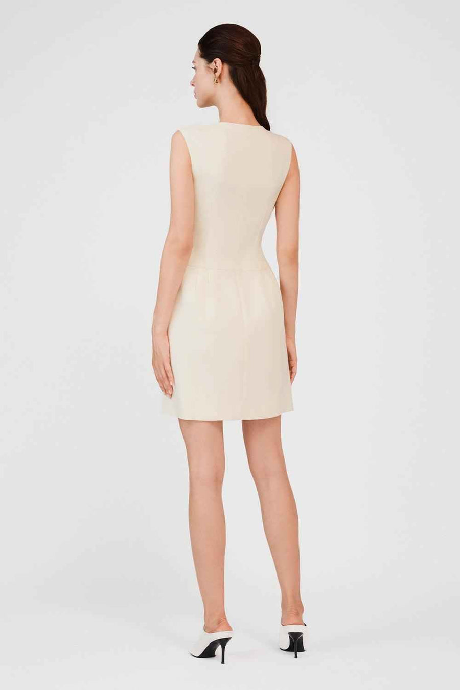 Emmalyn A-line Front Zipper Burlap Mini Dress