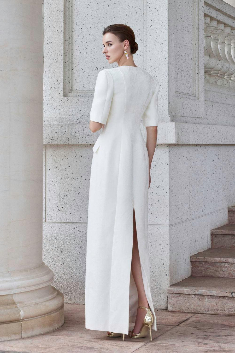 Epitome Sheath Middle Sleeved Brocade Floor Length Dress Gown Dress I.H.F Atelier
