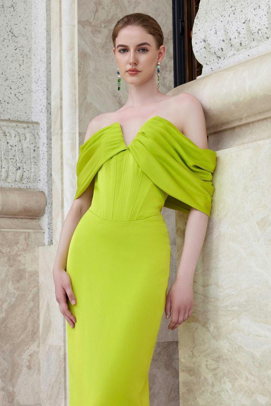 Equinox Sheath Off-Shoulder Silk Floor Length Dress Gown Dress I.H.F Atelier
