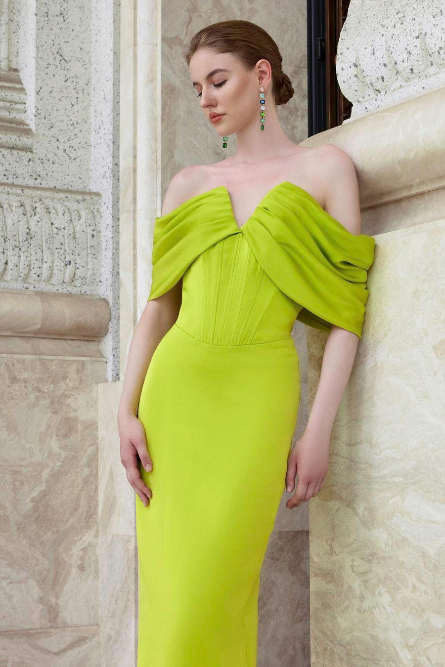 Equinox Sheath Off-Shoulder Silk Floor Length Dress Gown Dress I.H.F Atelier