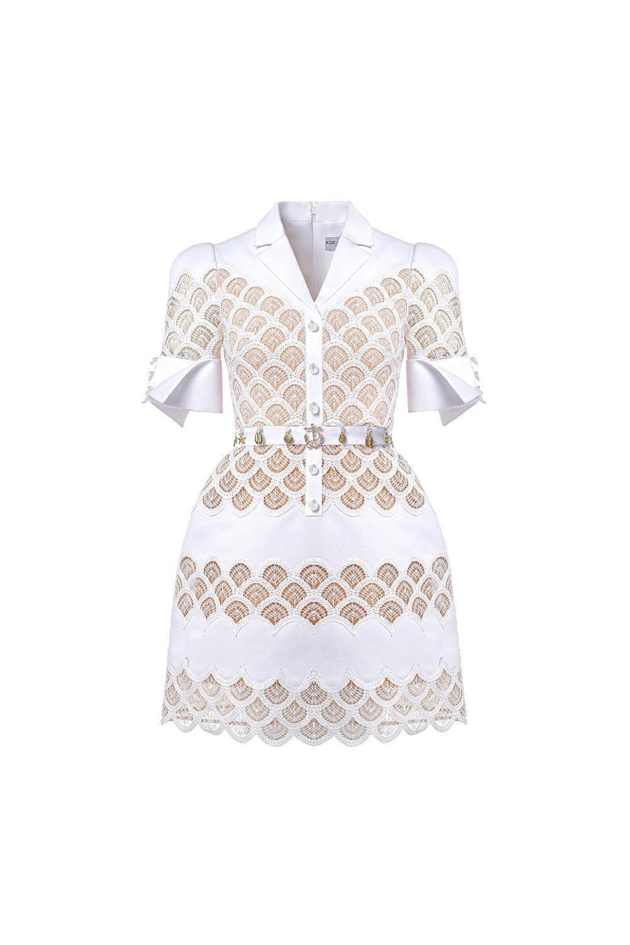 Erica A-line Leg Of Mutton Sleeved Lace Mini Dress Mini Dress Rosee de Matin