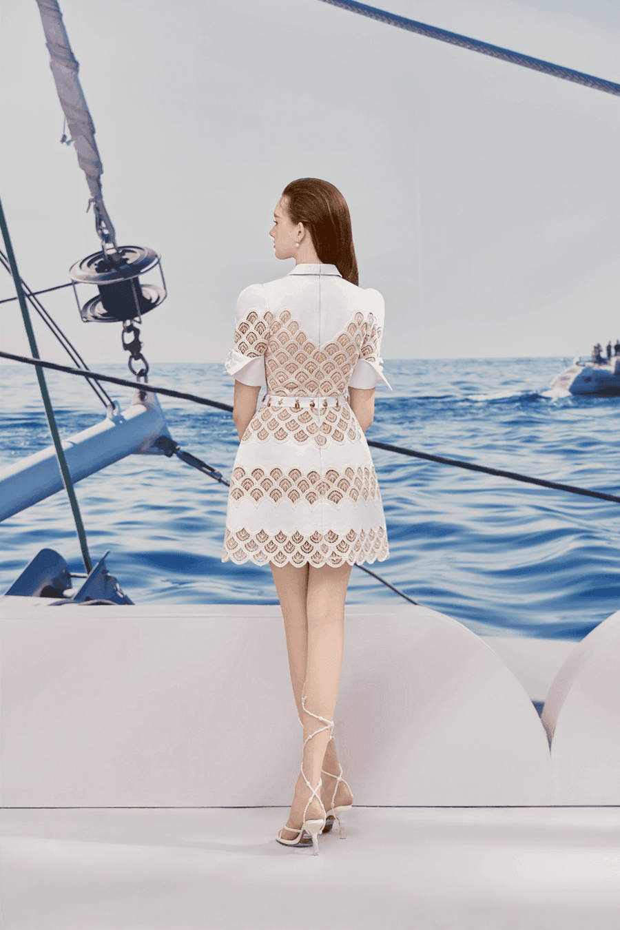 Erica A-line Leg Of Mutton Sleeved Lace Mini Dress Mini Dress Rosee de Matin