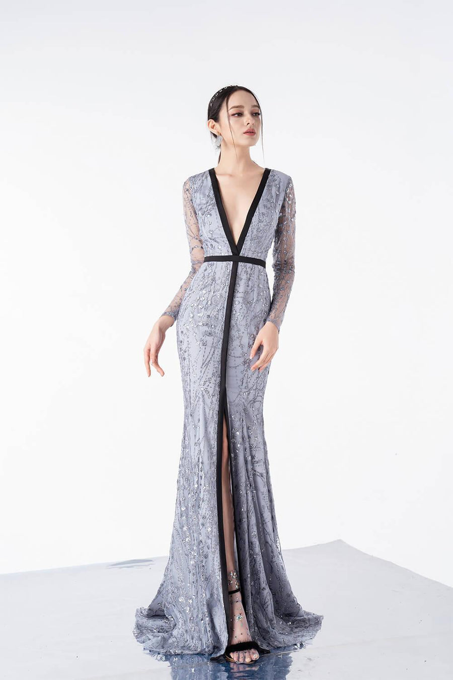 Esme Mermaid V-Neck Sequin Maxi Dress 4