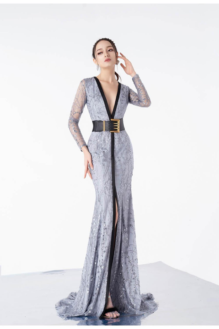 Esme Mermaid V-Neck Sequin Maxi Dress 5