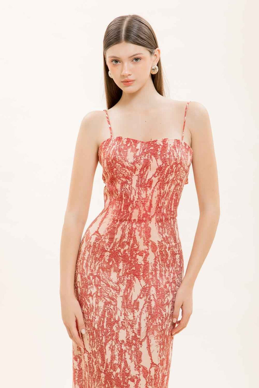 Esme Sheath Spaghetti Strap Taffeta Ankle Length Dress
