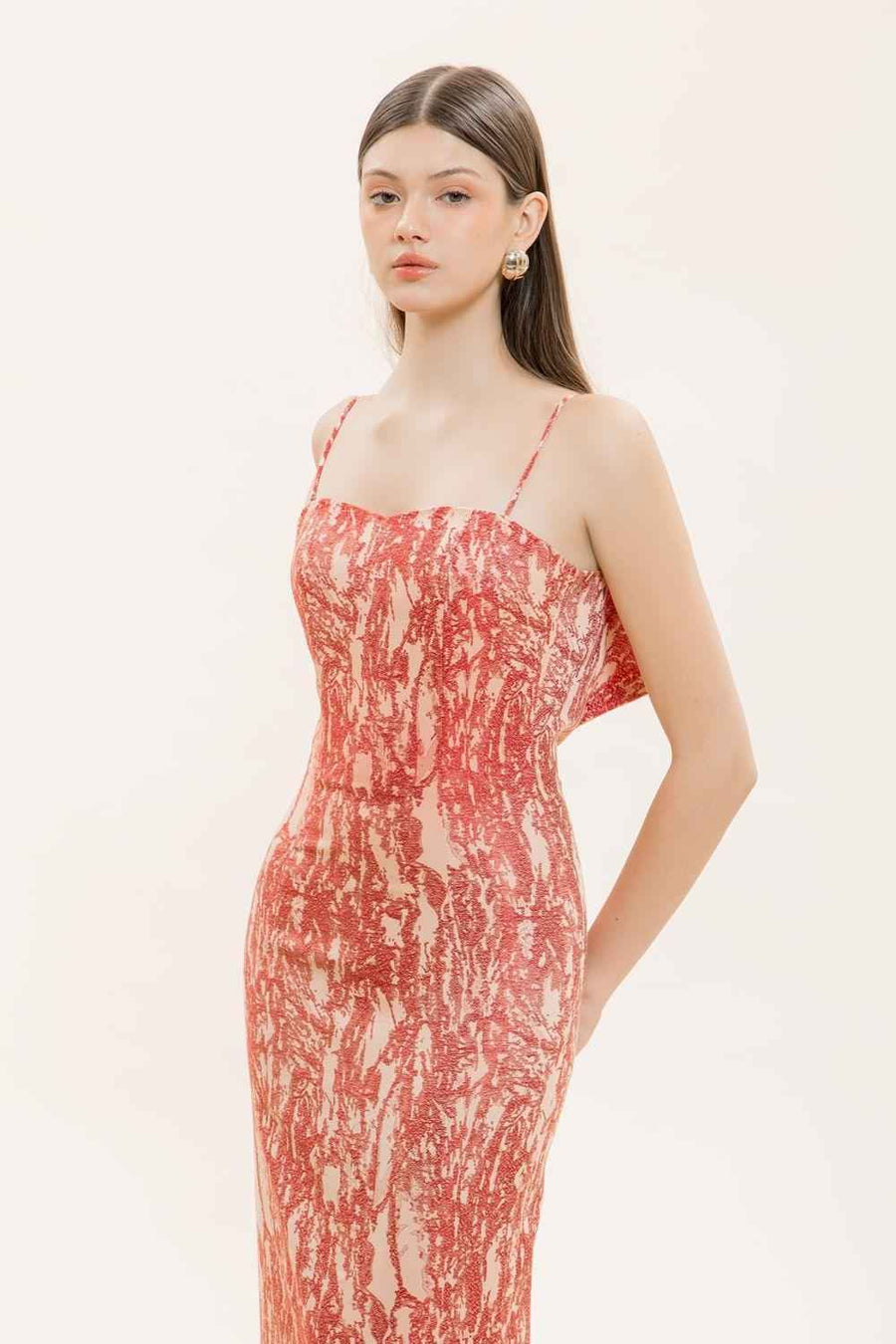 Esme Sheath Spaghetti Strap Taffeta Ankle Length Dress