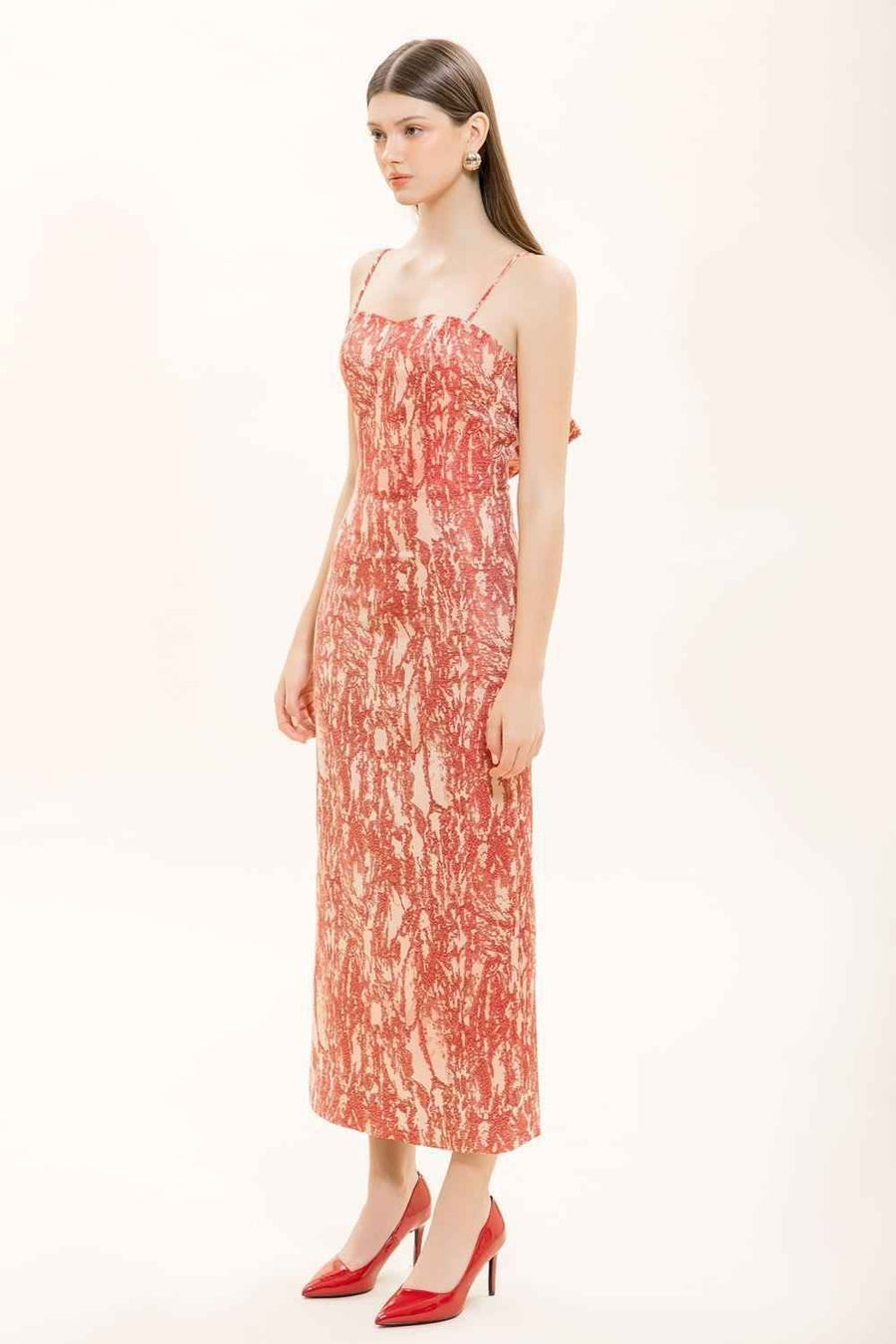 Esme Sheath Spaghetti Strap Taffeta Ankle Length Dress