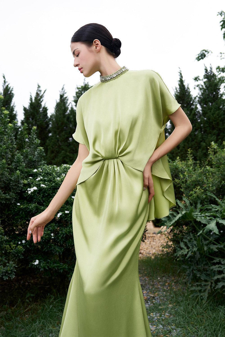 Espino Mermaid Asymmetric Poly Silk Floor Length Dress Gown Dress I.H.F Atelier