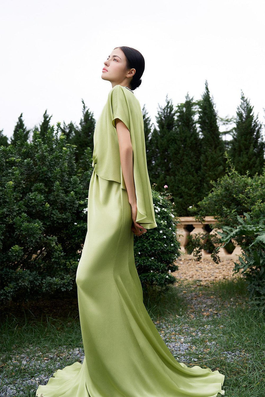 Espino Mermaid Asymmetric Poly Silk Floor Length Dress Gown Dress I.H.F Atelier