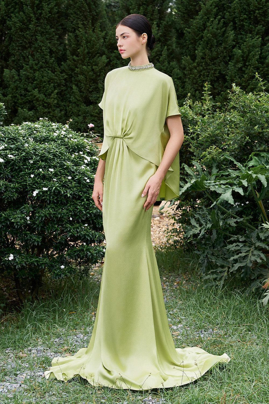 Espino Mermaid Asymmetric Poly Silk Floor Length Dress Gown Dress I.H.F Atelier