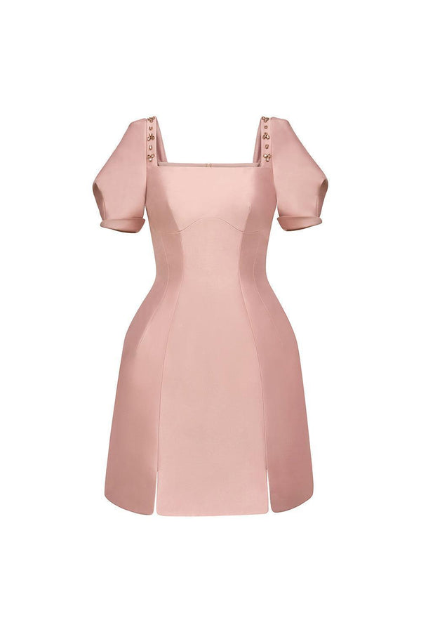 Esther A-line Puffy Sleeved Taffeta Mini Dress