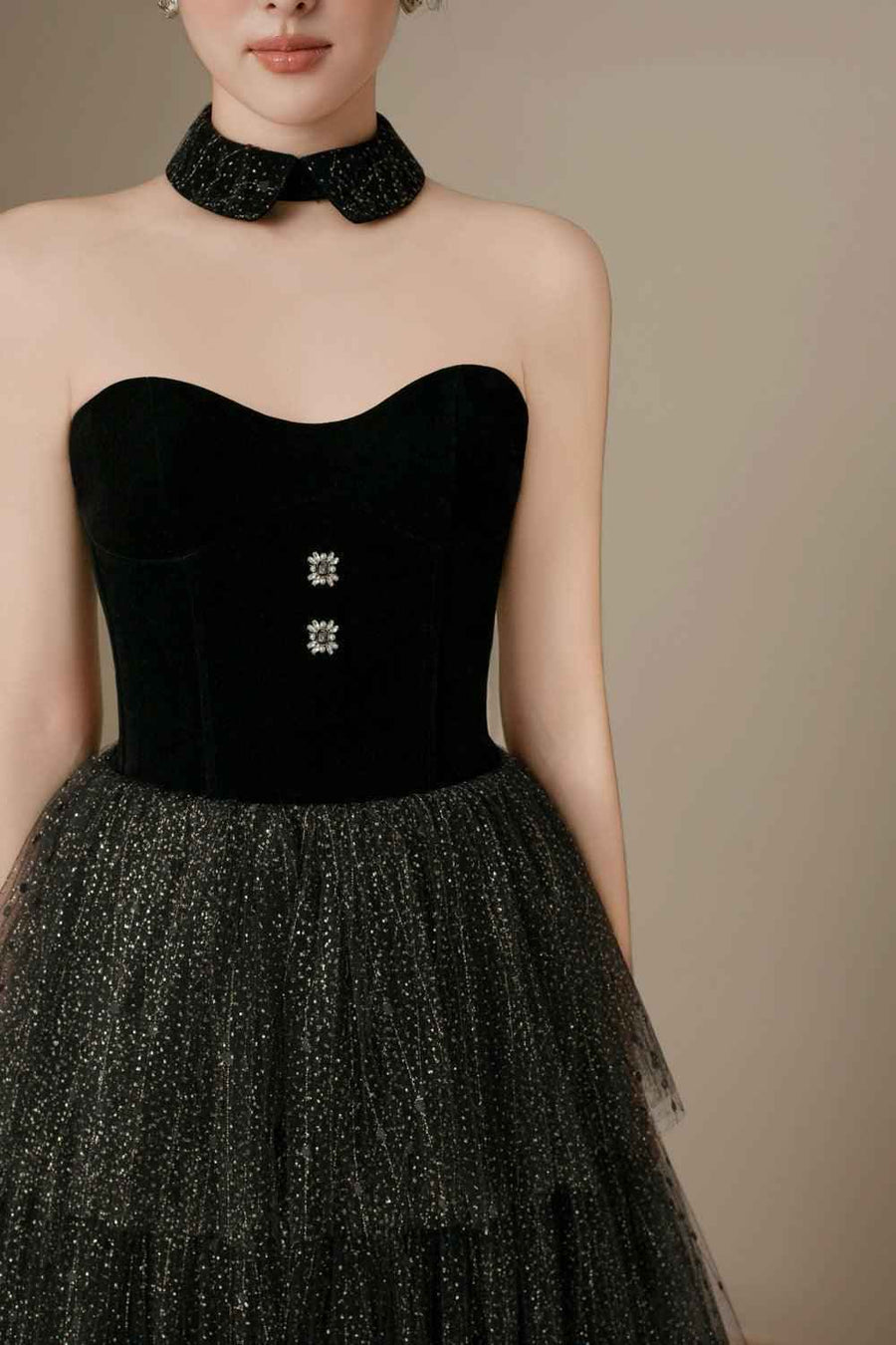 Esther Layered Sweetheart Neck Tulle Ankle Length Dress