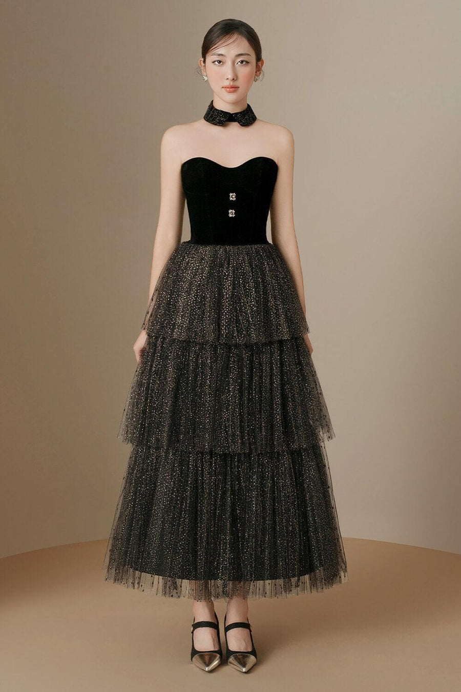 Esther Layered Sweetheart Neck Tulle Ankle Length Dress 6