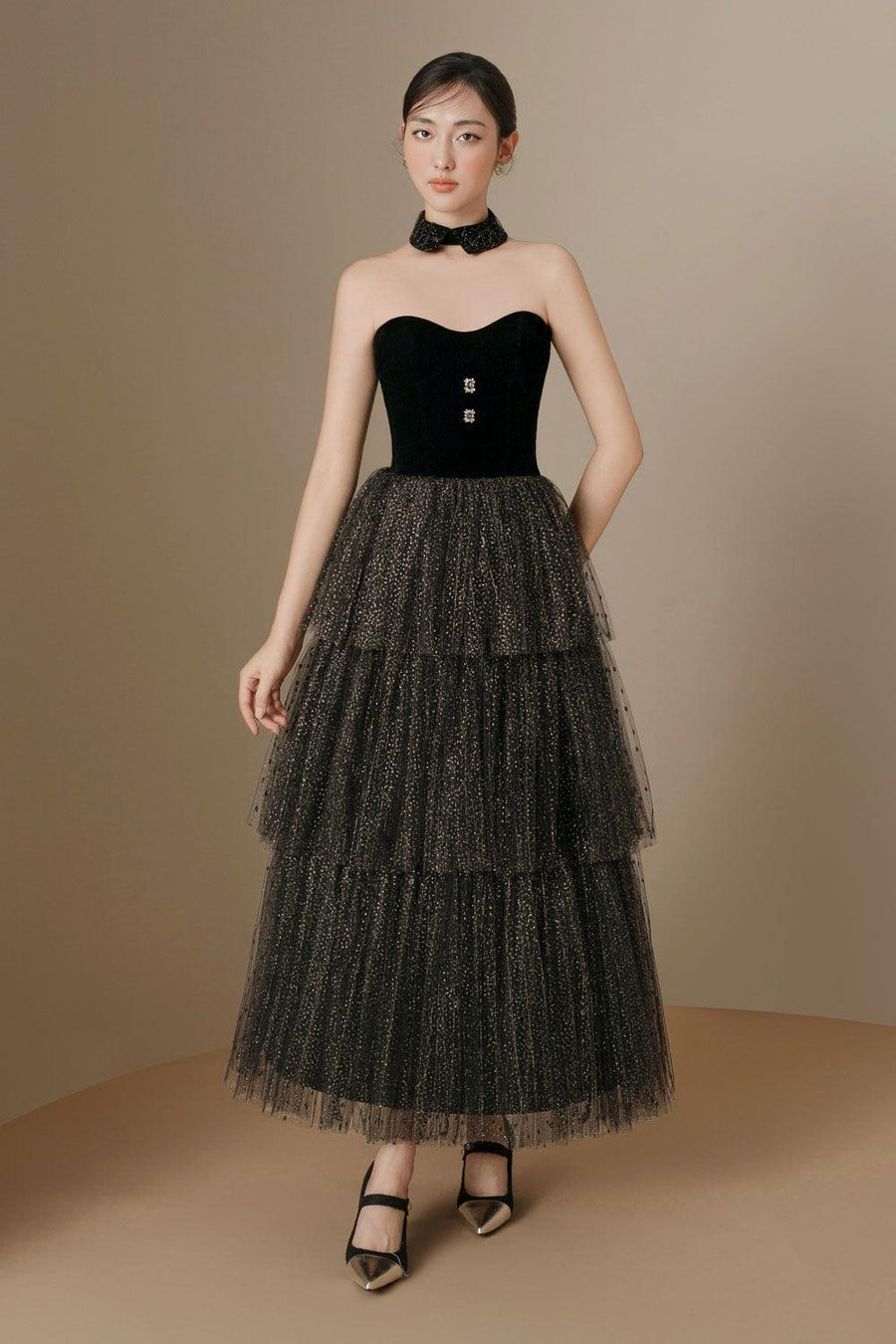 Esther Layered Sweetheart Neck Tulle Ankle Length Dress 7