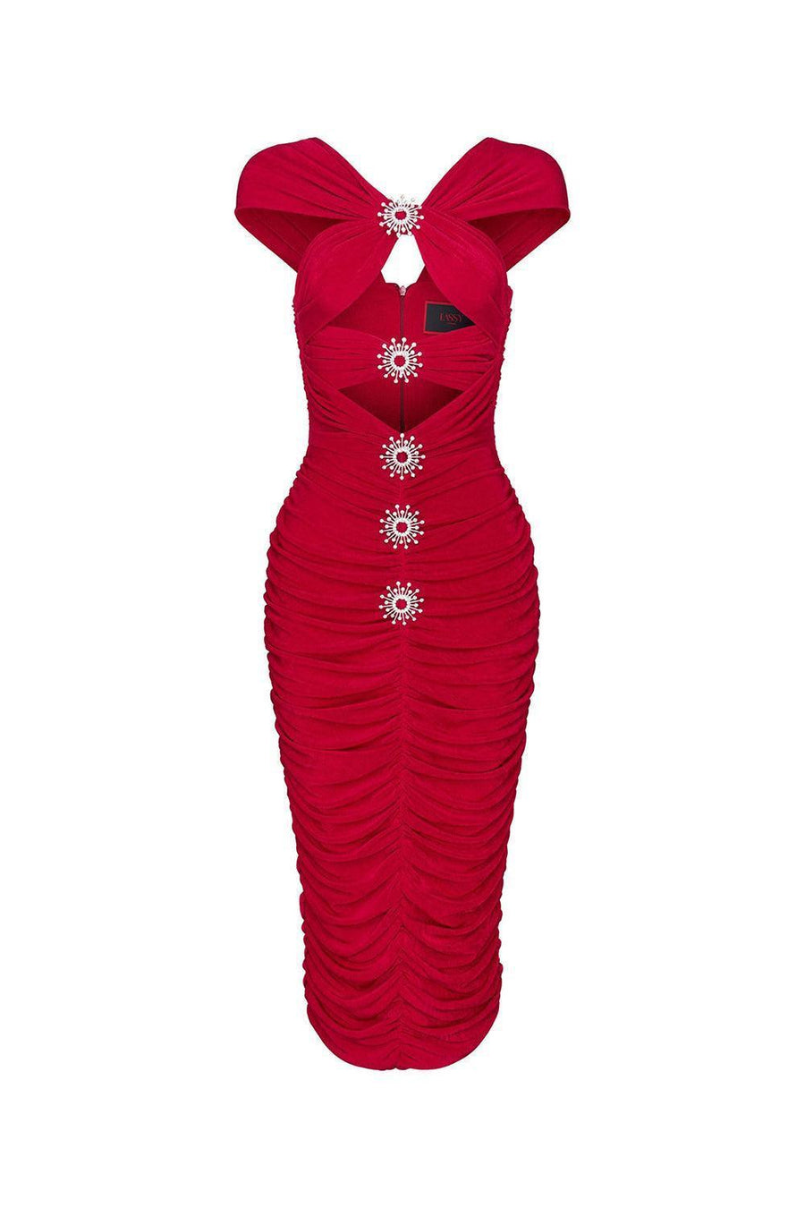 Estrella Bodycon Gathered Spandex Midi Dress Midi Dress LASSY