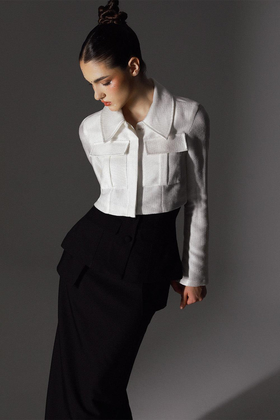 Ethereal Sheath Layered Wool Cotton Ankle Length Skirt 2