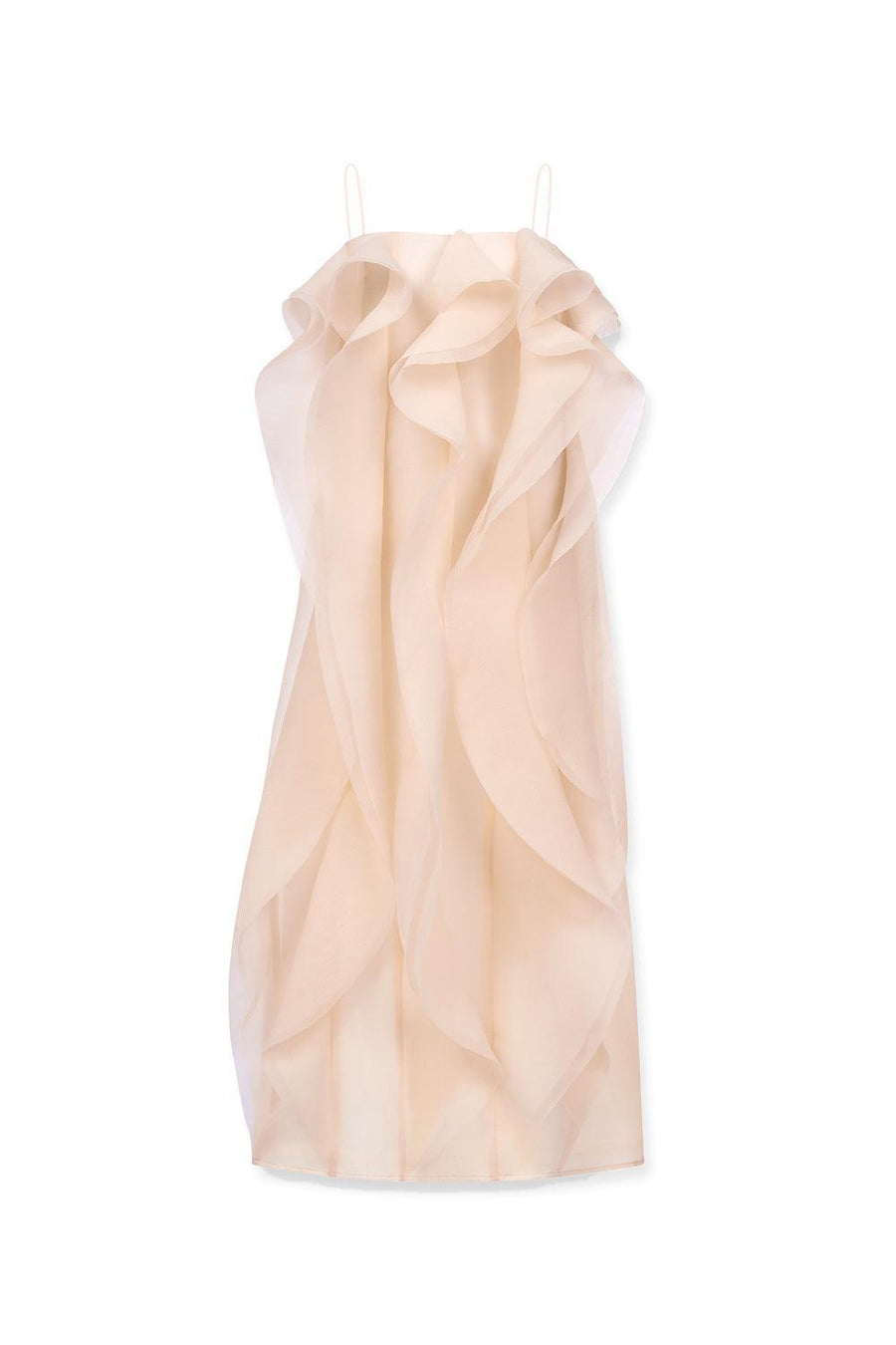 Eugene Straight Spaghetti Strap Crinkle Organza Ankle Length Dress 1