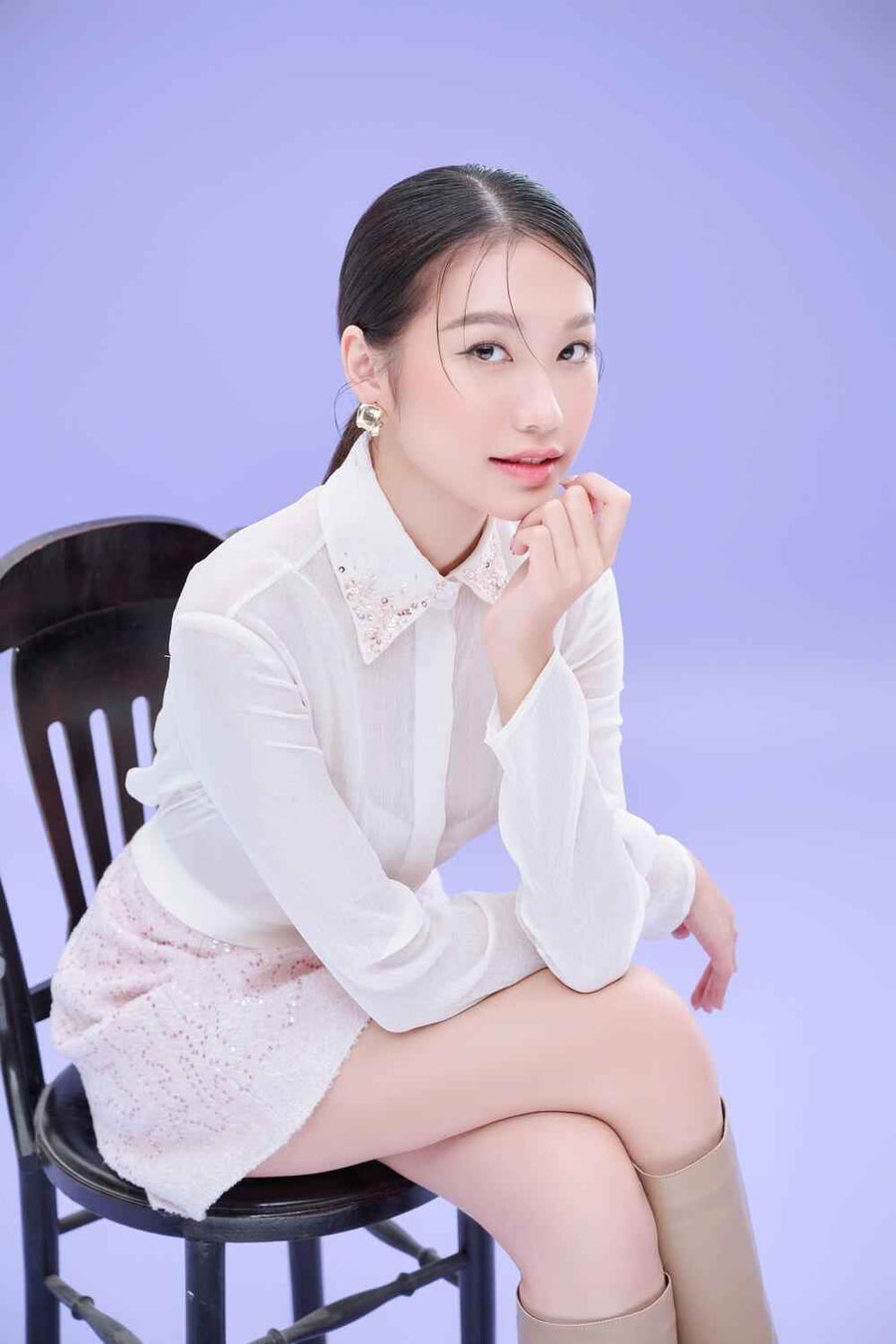 Eva A-line High Waist Wool Mini Skirt