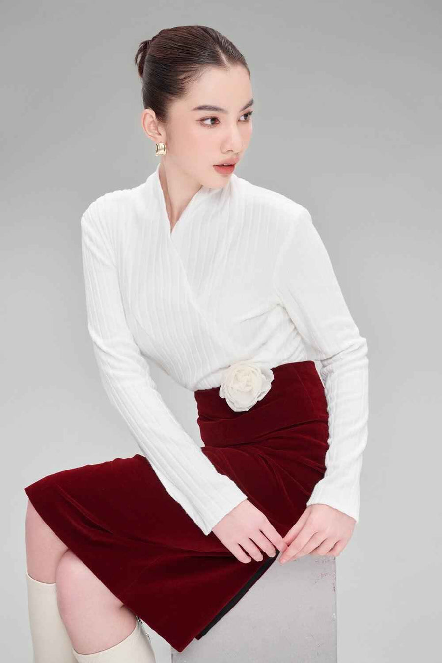 Evangeline Straight Long Sleeved Viscose Top