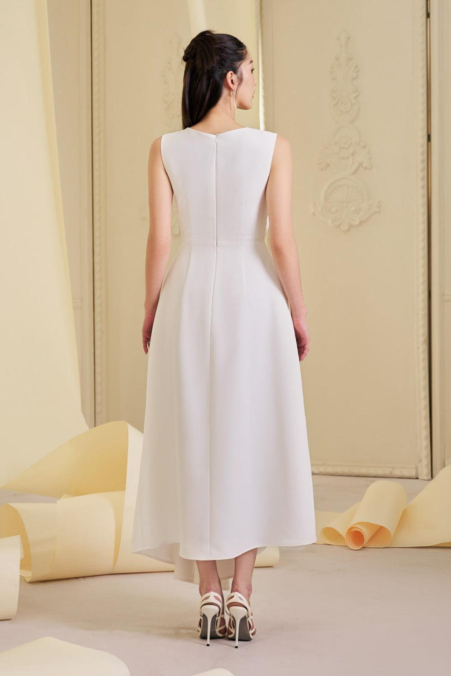 Evara Asymmetric Twisted Cotton Spandex Ankle Length Dress Maxi Dress Larmes